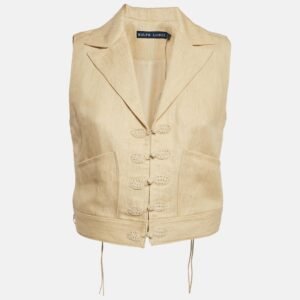 Ralph Lauren Cream Linen Cropped Vest M