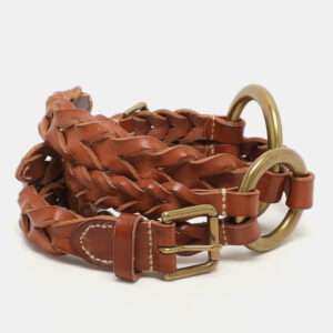 Ralph Lauren Brown Braided Leather Buckle Waist Belt M
