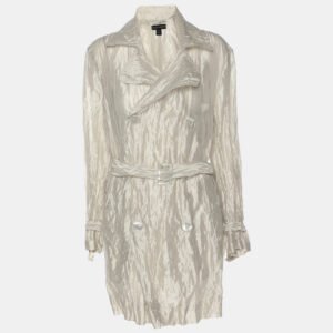 Ralph Lauren Grey Knitted Fabric Double Breasted Button Front Shirt S