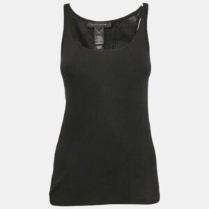 Ralph Lauren Black Rib Knit Cotton Tank Top L