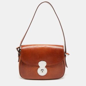 Ralph Lauren Brown Leather Ricky Flap Crossbody Bag