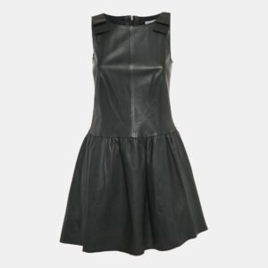 RED Valentino Black Leather Sleeveless Mini Dress S