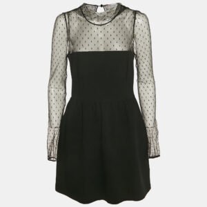 Dolce & Gabbana Green Tulle Jacquard Pleated Mini Skirt S