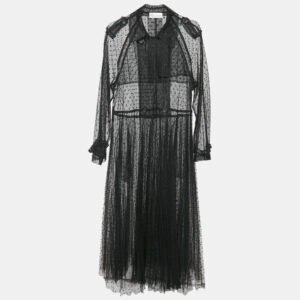 RED Valentino Black Tulle Double Breasted Sheer Coat M