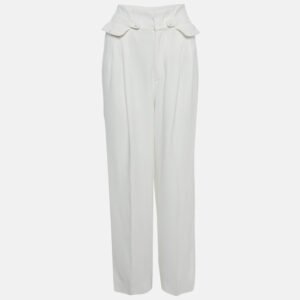 RED Valentino White Crepe Wide Leg High Rise Trousers M