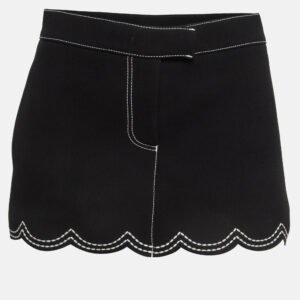 RED Valentino Black Crepe Scallop Skirt Effect Shorts M