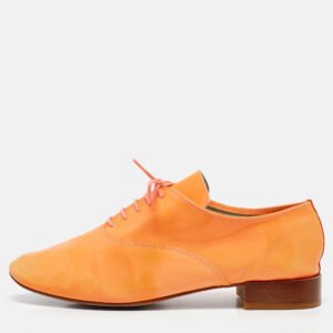 Repetto Orange Patent Leather Lace Up Oxfords Size 39