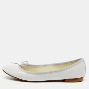 Repetto Light Grey Patent Leather Bow Ballet Flats Size 37.5