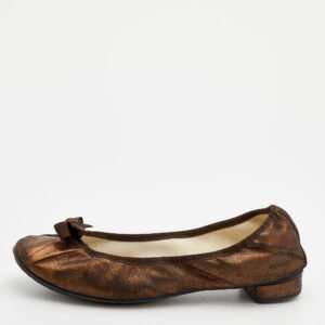 Repetto Metallic Bronze Suede Bow Ballet Flats Size 41