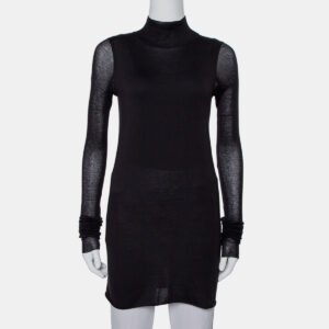 Rickowenslilies Black Knit turtleneck Long Sleeve Mini Dress M