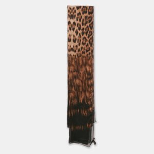 Roberto Cavalli Black/Brown Leopard Print Silk Scarf