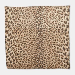 Roberto Cavalli Brown Leopard Print Silk Fil-coupe Scarf
