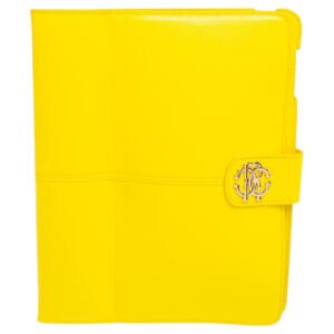 Roberto Cavalli Yellow Leather Logo Buckle Detail Tablet Case
