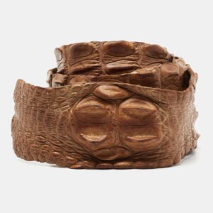 Roberto Cavalli Brown Crocodile Back Horn Waist Belt