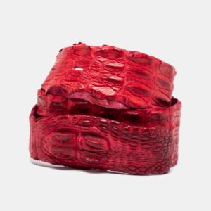 Roberto Cavalli Red Crocodile Back Horn Waist Belt
