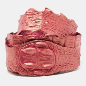 Roberto Cavalli Pink Crocodile Back Horn Waist Belt