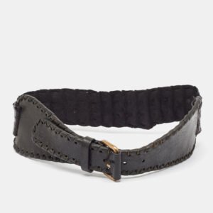 Roberto Cavalli Black Crocodile Wide Buckle Belt 80CM