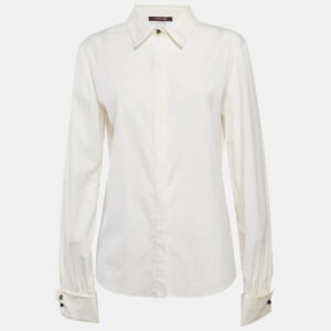 Roberto Cavalli Cream Cotton Long Sleeve Shirt L