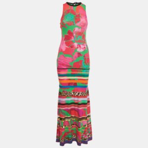 Roberto Cavalli Multicolor Printed Jersey Maxi Dress S