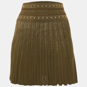 Roberto Cavalli Green Wool Blend Pleated Mini Skirt S