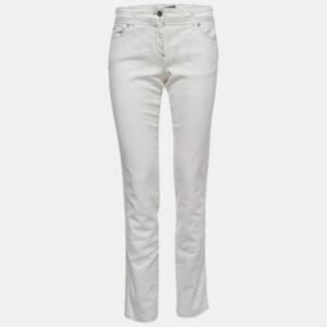 Roberto Cavalli White Patterned Denim Stitch Detailed  Jeans M Waist 30"