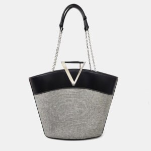 luxury-women-roger-vivier-used-handbags-p1154884-001 Roger Vivier Black Grey Canvas and Leather shoulder bag