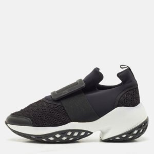 Roger Vivier Black/White Mesh and Neoprene Viv Run Sneakers Size 38.5
