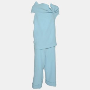 Roland Mouret Light Blue Wool Top and Pants Set M