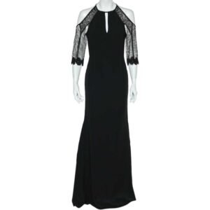 luxury-women-roland-mouret-used-clothes-p594049-006-2 Roland Mouret Black Crepe & Lace Paneled Carrington Gown M