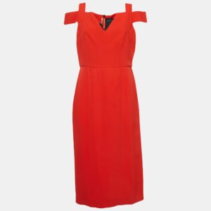luxury-women-roland-mouret-used-clothes-p960667-002 Limited Edition by Roland Mouret Bright Red Stretch Crepe Erskin Dress L