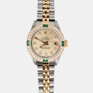 Rolex Custom Champagne 18K Gold Stainless Steel Datejust 69173 Automatic Women's Wristwatch 26mm