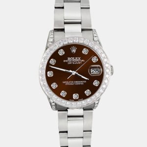 Rolex Custom Chocolate  2.1ct Diamonds Stainless Steel Datejust  Automatic Women's Wristwatch 31mm