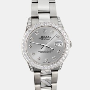 Rolex Custom Silver 2.1ct Diamonds Stainless Steel Datejust  Automatic Women's Wristwatch 31mm