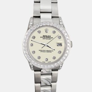 Rolex Custom Satin Linen 2.1ct Diamonds Stainless Steel Datejust  Automatic Women's Wristwatch 31mm