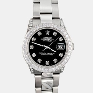 Rolex Custom Black 2.1ct Diamonds Stainless Steel Datejust  Automatic Women's Wristwatch 31mm