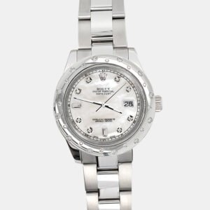 Rolex Custom White   Diamonds Stainless Steel Datejust 178240 Automatic Women's Wristwatch 31mm