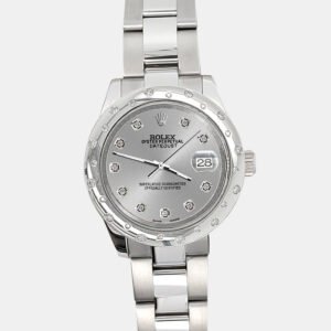 Rolex Custom Silver  Diamonds Stainless Steel Datejust 178240 Automatic Women's Wristwatch 31mm