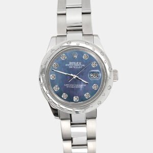 Rolex Custom Black   Diamonds Stainless Steel Datejust 178240 Automatic Women's Wristwatch 31mm