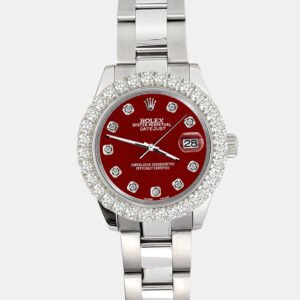 Rolex Custom Imperial Red 2.25ct Diamonds Stainless Steel Datejust 178240 Automatic Women's Wristwatch 31mm