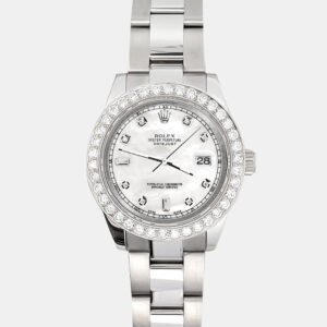 Rolex Custom White 1.6ct Diamonds Stainless Steel Datejust 178240 Automatic Women's Wristwatch 31mm