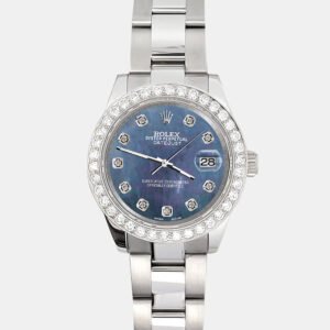 Rolex Custom Black 1.6ct Diamonds Stainless Steel Datejust 178240 Automatic Women's Wristwatch 31mm