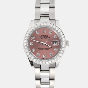 Rolex Custom Salmon 1.6ct Diamonds Stainless Steel Datejust 178240 Automatic Women's Wristwatch 31mm
