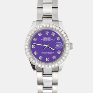 Rolex Custom Pastel Purple 1.6ct Diamonds Stainless Steel Datejust 178240 Automatic Women's Wristwatch 31mm