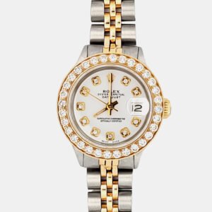 Rolex Custom White 1.3ct Diamonds 18K Yellow Gold Stainless Steel Datejust  Automatic Women's Wristwatch 26mm