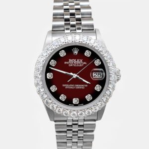 Rolex Custom Maroon Vignette 2.25ct Diamonds Stainless Steel Datejust  Automatic Women's Wristwatch 31mm