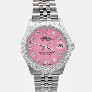 Rolex Custom Hot Pink 2.25ct Diamonds Stainless Steel Datejust  Automatic Women's Wristwatch 31mm