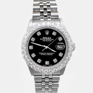 Rolex Custom Black 2.25ct Diamonds Stainless Steel Datejust  Automatic Women's Wristwatch 31mm