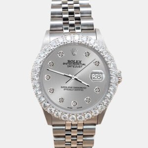 Rolex Custom Silver 2.25ct Diamonds Stainless Steel Datejust  Automatic Women's Wristwatch 31mm