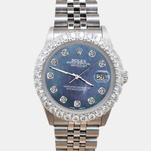 Rolex Custom Black 2.25ct Diamonds Stainless Steel Datejust  Automatic Women's Wristwatch 31mm