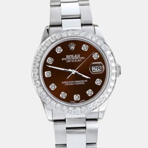 Rolex Custom Chocolate  1.62ct Diamonds Stainless Steel Datejust  Automatic Women's Wristwatch 31mm